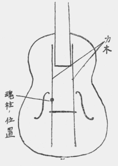 ヴィオロンギターの魂柱図